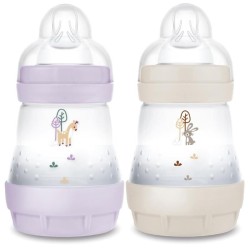MAM - Biberon Easy Start / Anti-Colique  - 160ml - Lilas + Sable - Tétine Débit 1 - X2