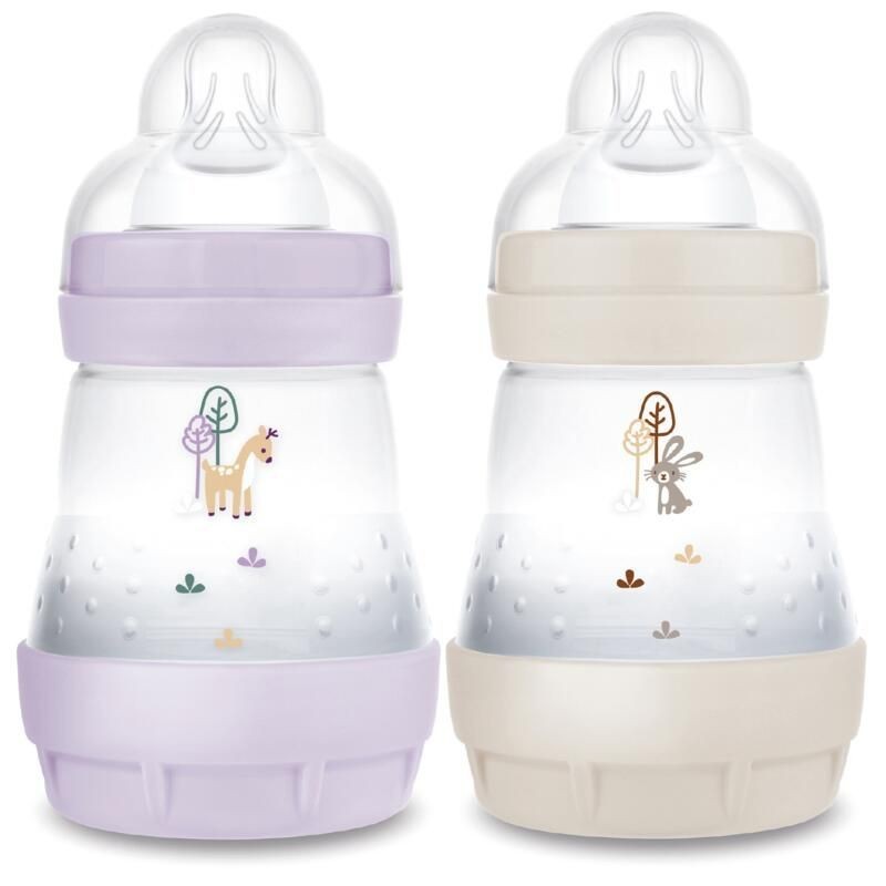 MAM - Biberon Easy Start / Anti-Colique  - 160ml - Lilas + Sable - Tétine Débit 1 - X2