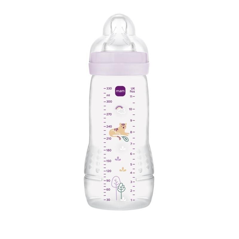 MAM - Biberon Easy Active Lilas 330 ml - Tétine débit X