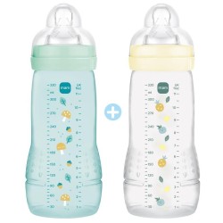 MAM - Biberon Easy Active / 2ème âge - Ice/Pearl - 330ml  - Tétines Débit X