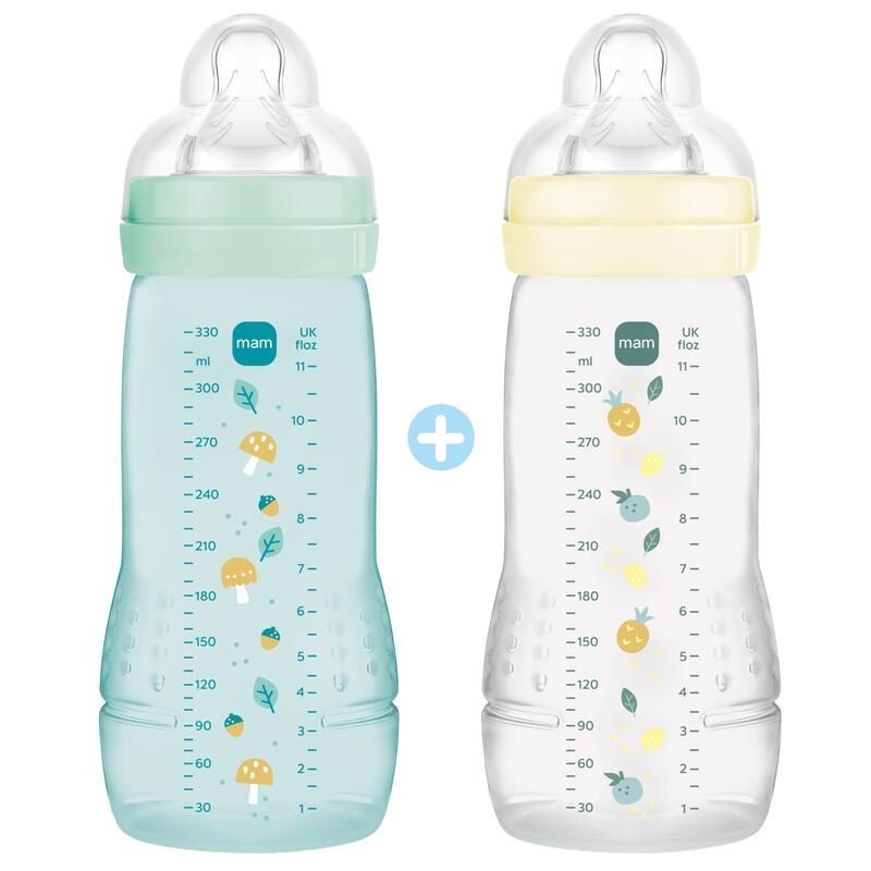 MAM - Biberon Easy Active / 2ème âge - Ice/Pearl - 330ml  - Tétines Débit X