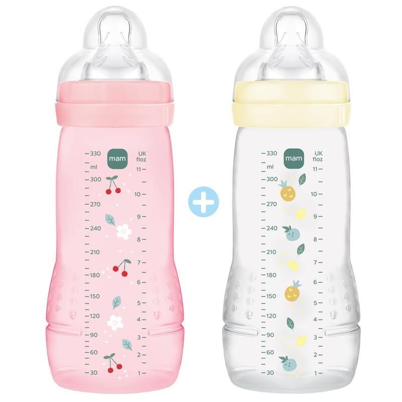 MAM - Biberon Easy Active / 2ème âge - Berry/Pearl - 330ml  - Tétines Débit X