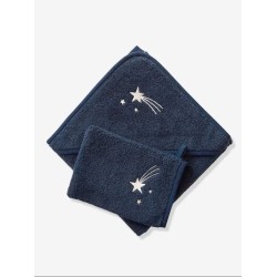 Cape de bain & Gant de toilette - Marine 80x80 cm