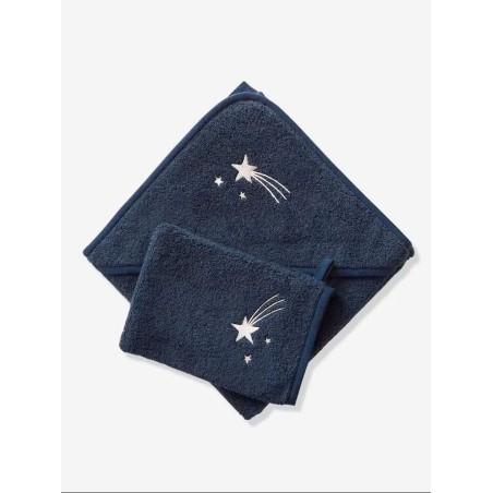 Cape de bain & Gant de toilette - Marine 100x100 cm