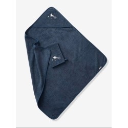 Cape de bain & Gant de toilette - Marine 100x100 cm