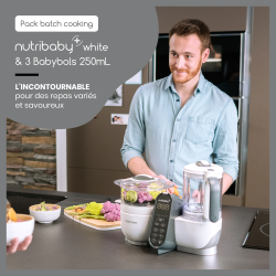 Babymoov - Pack batch cooking Nutribaby(+) & 3 Babybols 250mL Blanc