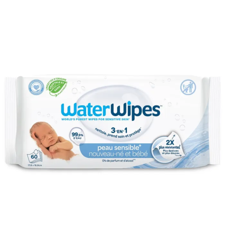 Waterwipes Lingettes Bébé à l'Eau, 60 lingettes