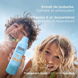 ISDIN - FOTOPROTECTOR PEDIATRICS - Spray Solaire Transparent Wet Skin SPF50 - Visage et Corps, 250ml