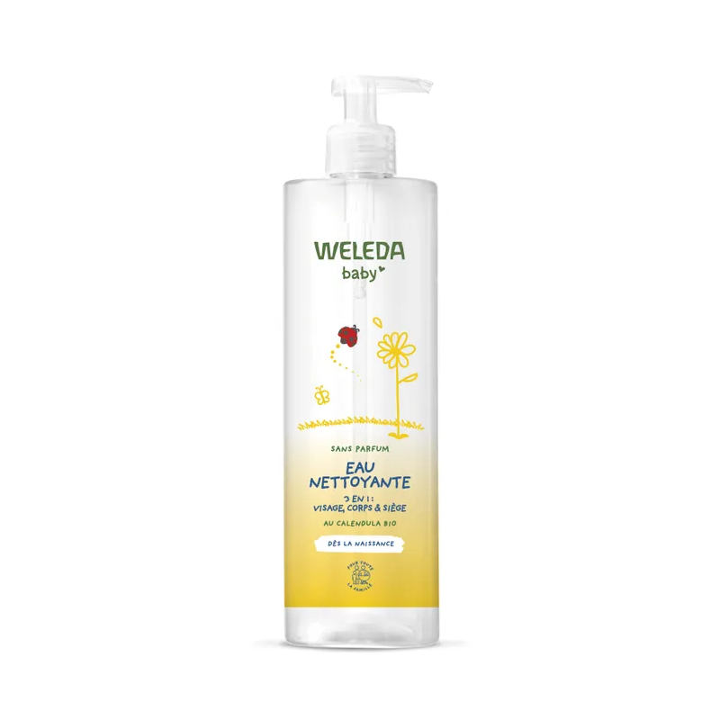 WELEDA - Eau Nettoyante 3-en-1 Sans Parfum Bio - Visage, Corps et Siège, 400ml